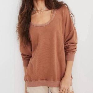 Aerie Snip Trim Sweatshirt Horizon Oversized Sweater Size XS